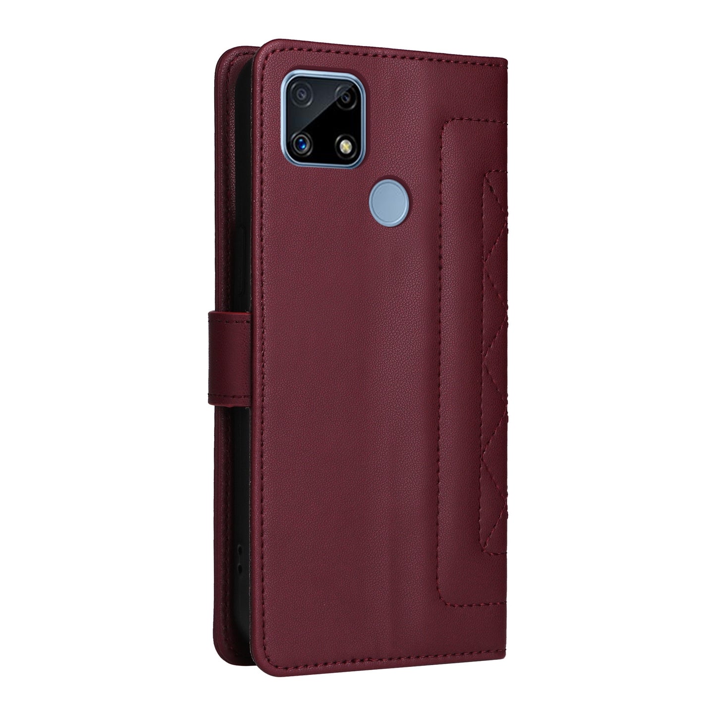Realme C15 / C25 / 7i Diamond Lattice Leather Flip Phone Case - Durable and Convenient Holder with Precision Cutouts