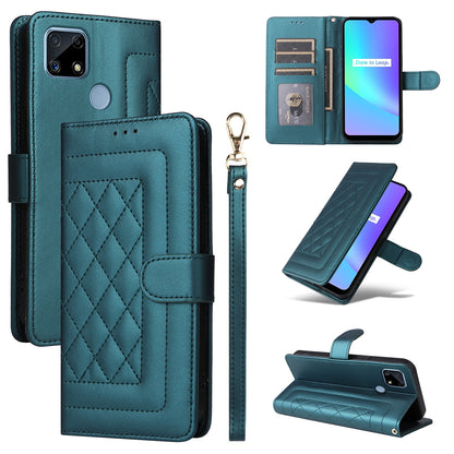 Realme C15 / C25 / 7i Diamond Lattice Leather Flip Phone Case - Durable and Convenient Holder with Precision Cutouts