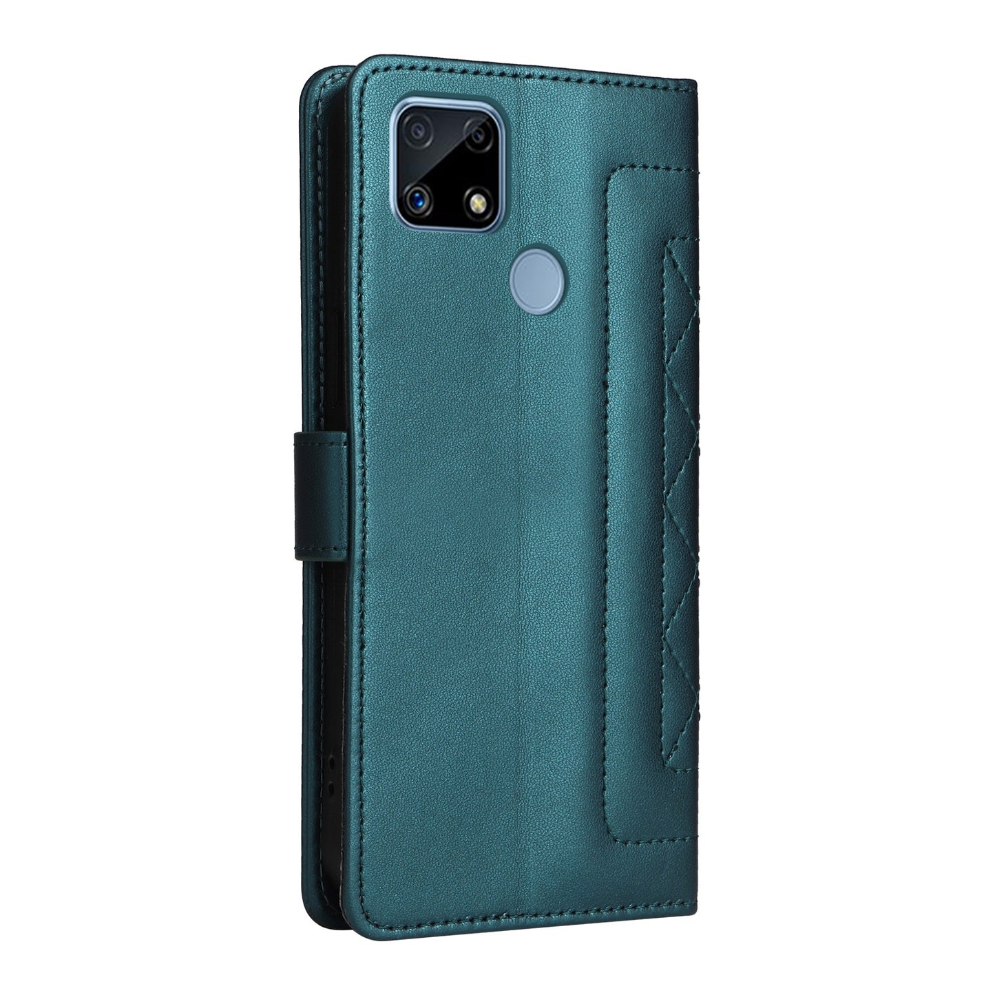 Realme C15 / C25 / 7i Diamond Lattice Leather Flip Phone Case - Durable and Convenient Holder with Precision Cutouts
