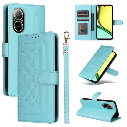 Realme C67 4G Diamond Lattice Leather Flip Phone Case - Durable and Convenient Holder with Precision Cutouts