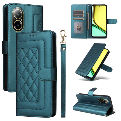 Realme C67 4G Diamond Lattice Leather Flip Phone Case - Durable and Convenient Holder with Precision Cutouts