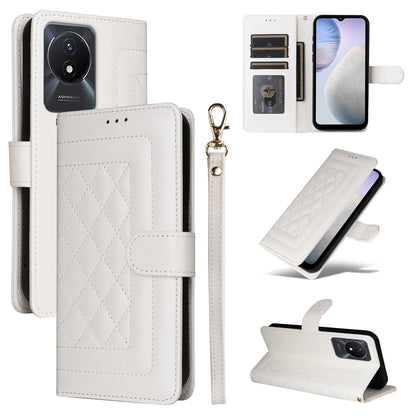 vivo Y02 Diamond Lattice Leather Flip Phone Case - Durable and Convenient Holder with Precision Cutouts