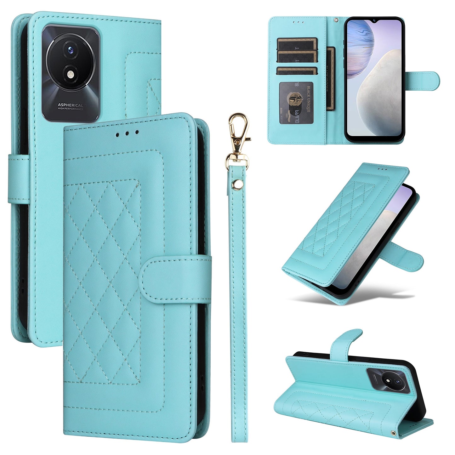 vivo Y02 Diamond Lattice Leather Flip Phone Case - Durable and Convenient Holder with Precision Cutouts