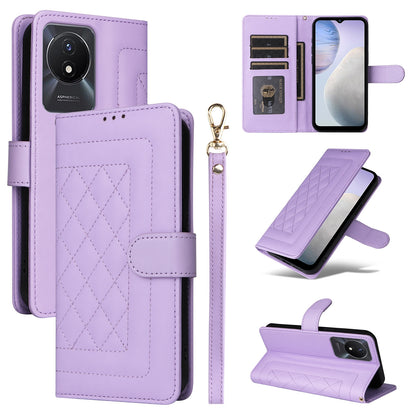 vivo Y02 Diamond Lattice Leather Flip Phone Case - Durable and Convenient Holder with Precision Cutouts