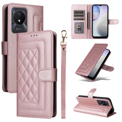 vivo Y02 Diamond Lattice Leather Flip Phone Case - Durable and Convenient Holder with Precision Cutouts