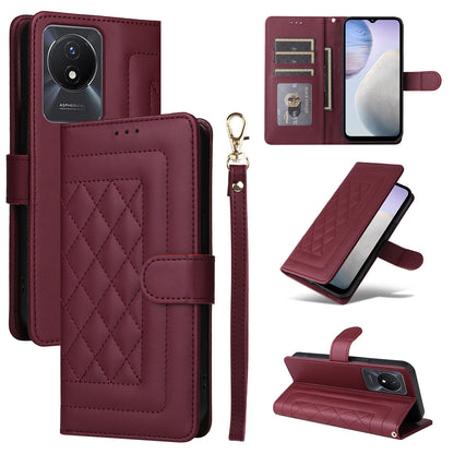 vivo Y02 Diamond Lattice Leather Flip Phone Case - Durable and Convenient Holder with Precision Cutouts