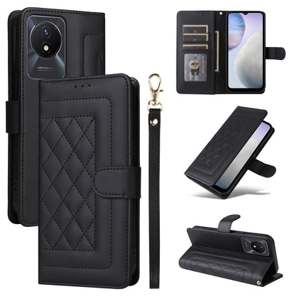 vivo Y02 Diamond Lattice Leather Flip Phone Case - Durable and Convenient Holder with Precision Cutouts