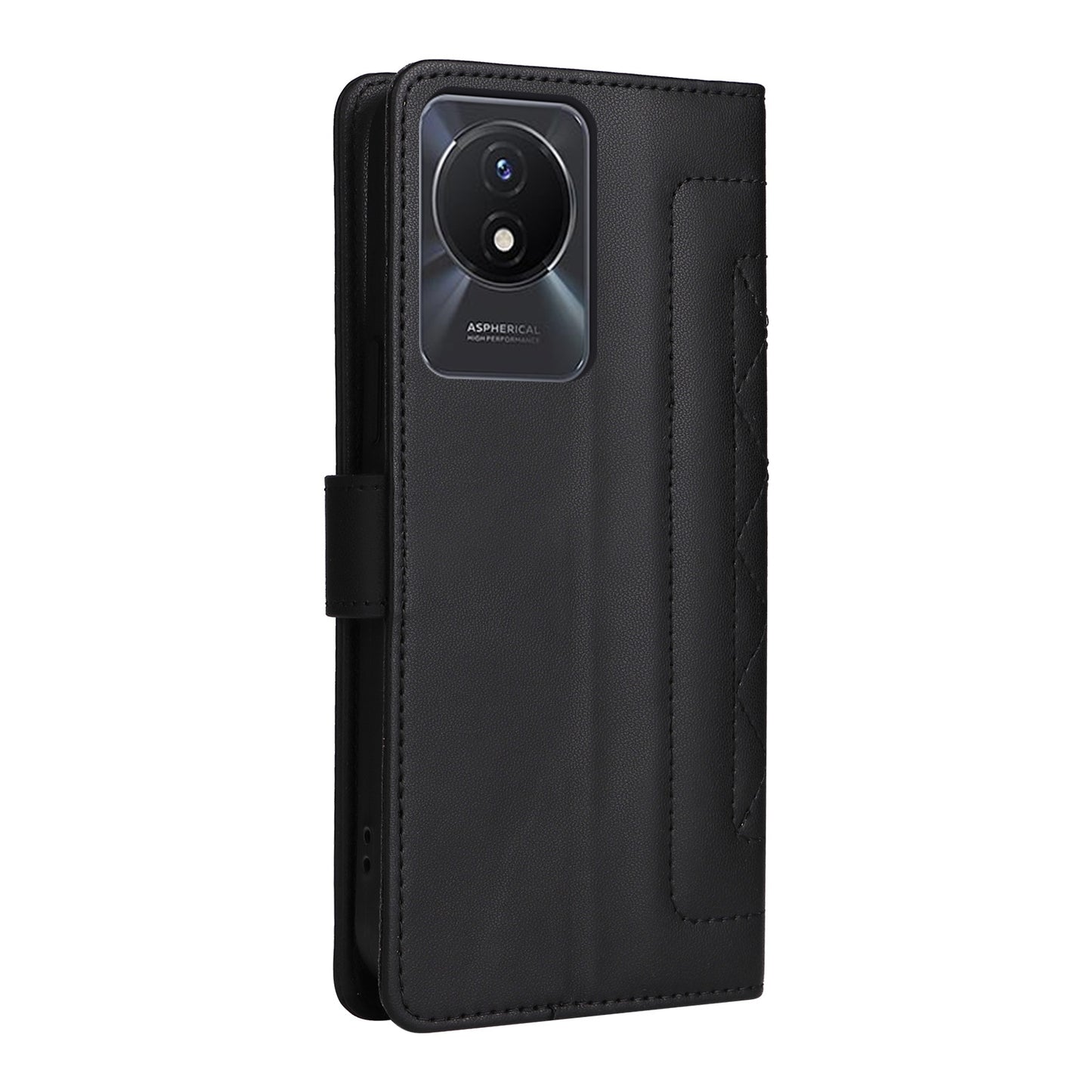 vivo Y02 Diamond Lattice Leather Flip Phone Case - Durable and Convenient Holder with Precision Cutouts