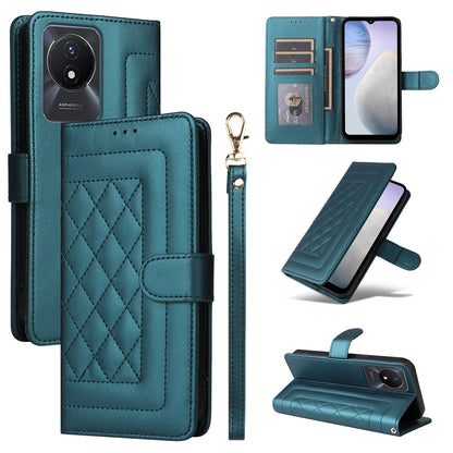 vivo Y02 Diamond Lattice Leather Flip Phone Case - Durable and Convenient Holder with Precision Cutouts