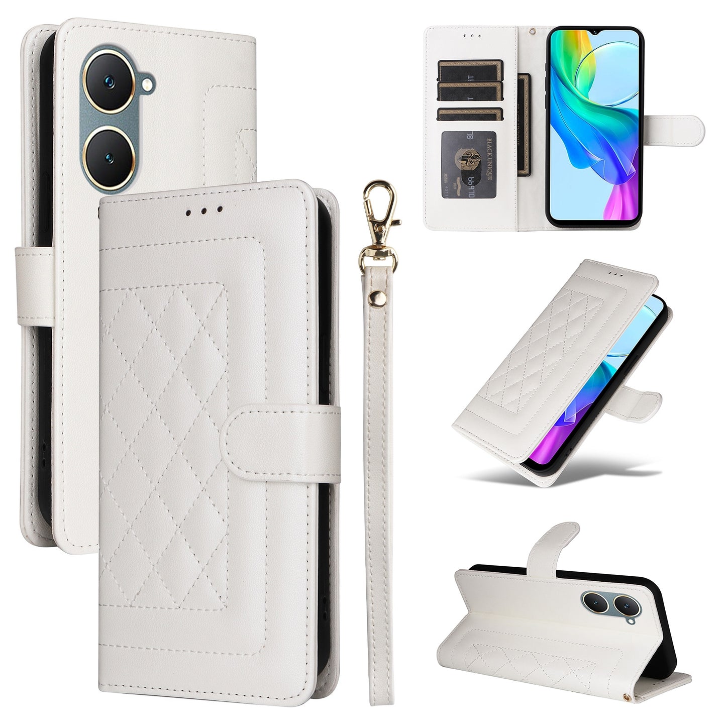 vivo Y03 Diamond Lattice Leather Flip Phone Case - Durable and Convenient Holder with Precision Cutouts