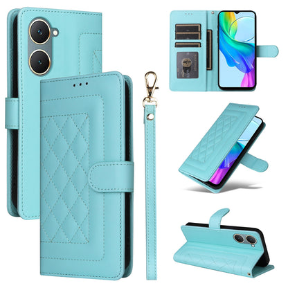 vivo Y03 Diamond Lattice Leather Flip Phone Case - Durable and Convenient Holder with Precision Cutouts