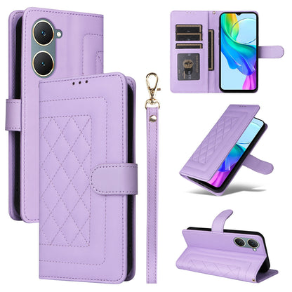 vivo Y03 Diamond Lattice Leather Flip Phone Case - Durable and Convenient Holder with Precision Cutouts