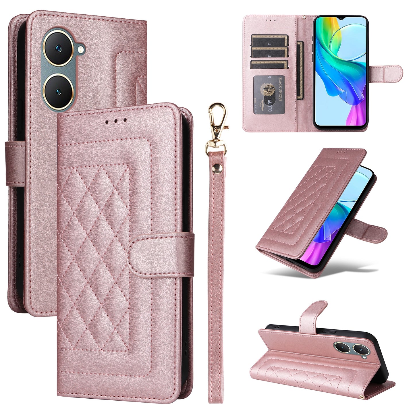 vivo Y03 Diamond Lattice Leather Flip Phone Case - Durable and Convenient Holder with Precision Cutouts