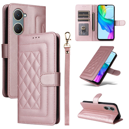 vivo Y03 Diamond Lattice Leather Flip Phone Case - Durable and Convenient Holder with Precision Cutouts
