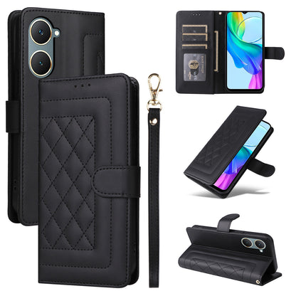 vivo Y03 Diamond Lattice Leather Flip Phone Case - Durable and Convenient Holder with Precision Cutouts