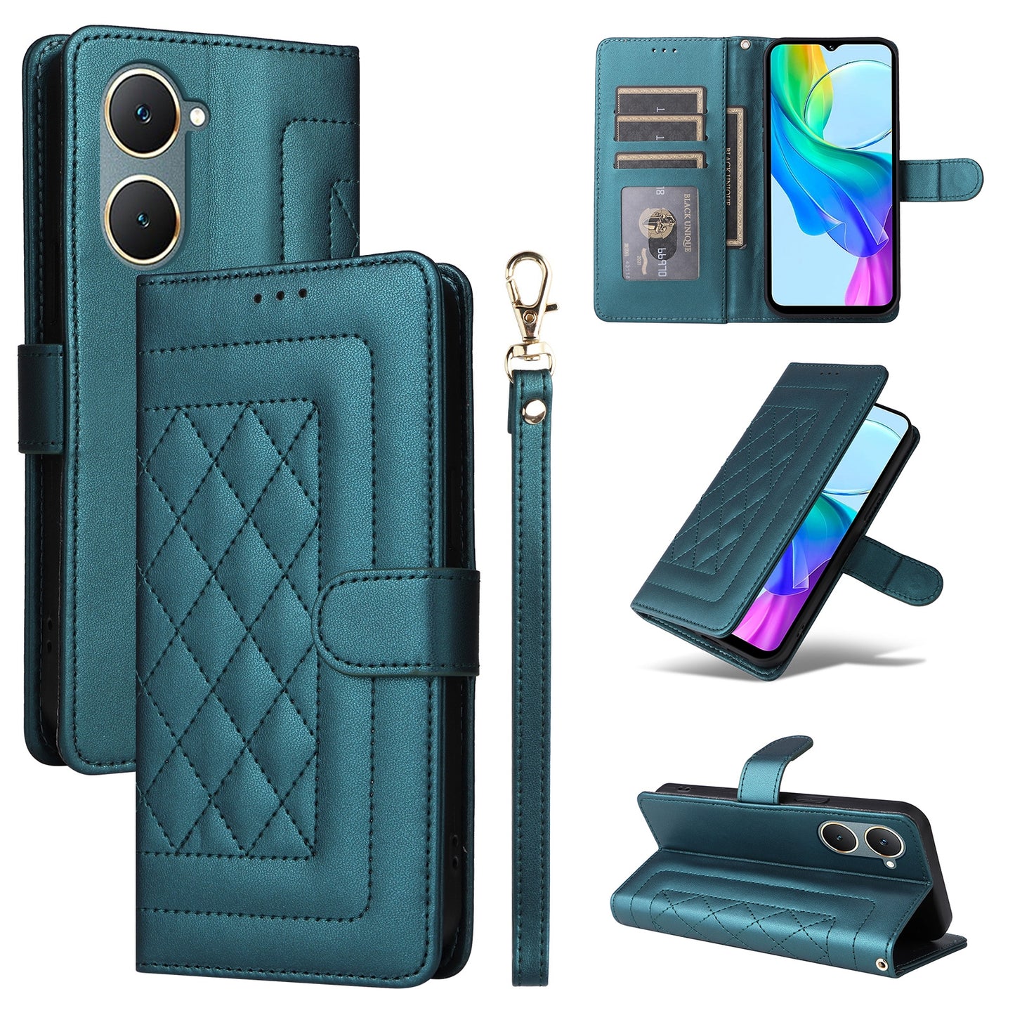 vivo Y03 Diamond Lattice Leather Flip Phone Case - Durable and Convenient Holder with Precision Cutouts
