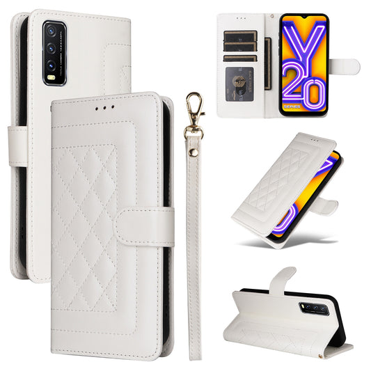 For vivo Y20 / Y20i Diamond Lattice Leather Flip Phone Case - Durable and Convenient Holder with Precision Cutouts