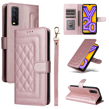 For vivo Y20 / Y20i Diamond Lattice Leather Flip Phone Case - Durable and Convenient Holder with Precision Cutouts