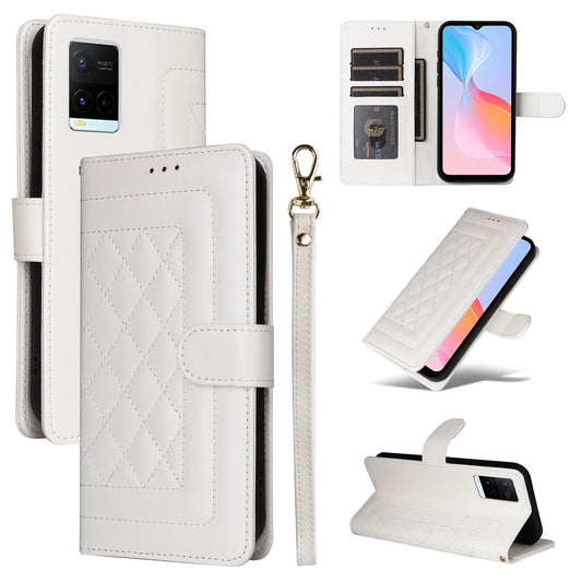 For vivo Y21 / Y33s Diamond Lattice Leather Flip Phone Case - Durable and Convenient Holder with Precision Cutouts