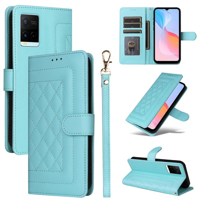 For vivo Y21 / Y33s Diamond Lattice Leather Flip Phone Case - Durable and Convenient Holder with Precision Cutouts