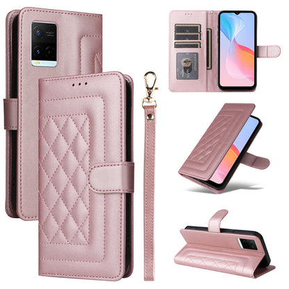 For vivo Y21 / Y33s Diamond Lattice Leather Flip Phone Case - Durable and Convenient Holder with Precision Cutouts