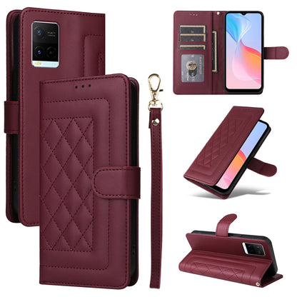 For vivo Y21 / Y33s Diamond Lattice Leather Flip Phone Case - Durable and Convenient Holder with Precision Cutouts