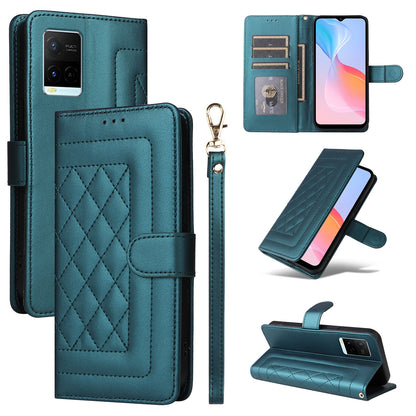 For vivo Y21 / Y33s Diamond Lattice Leather Flip Phone Case - Durable and Convenient Holder with Precision Cutouts