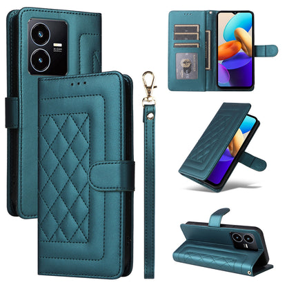 For vivo Y22s / Y35 Diamond Lattice Leather Flip Phone Case - Durable and Convenient Holder with Precision Cutouts