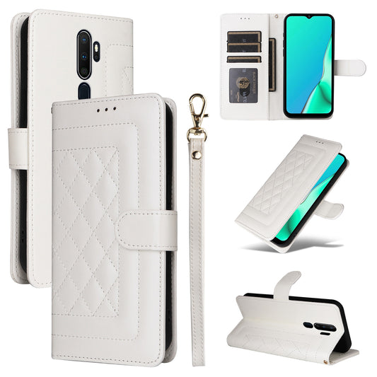 OPPO A9 / A5 2020 Diamond Lattice Leather Flip Phone Case - Durable and Convenient Holder with Precision Cutouts