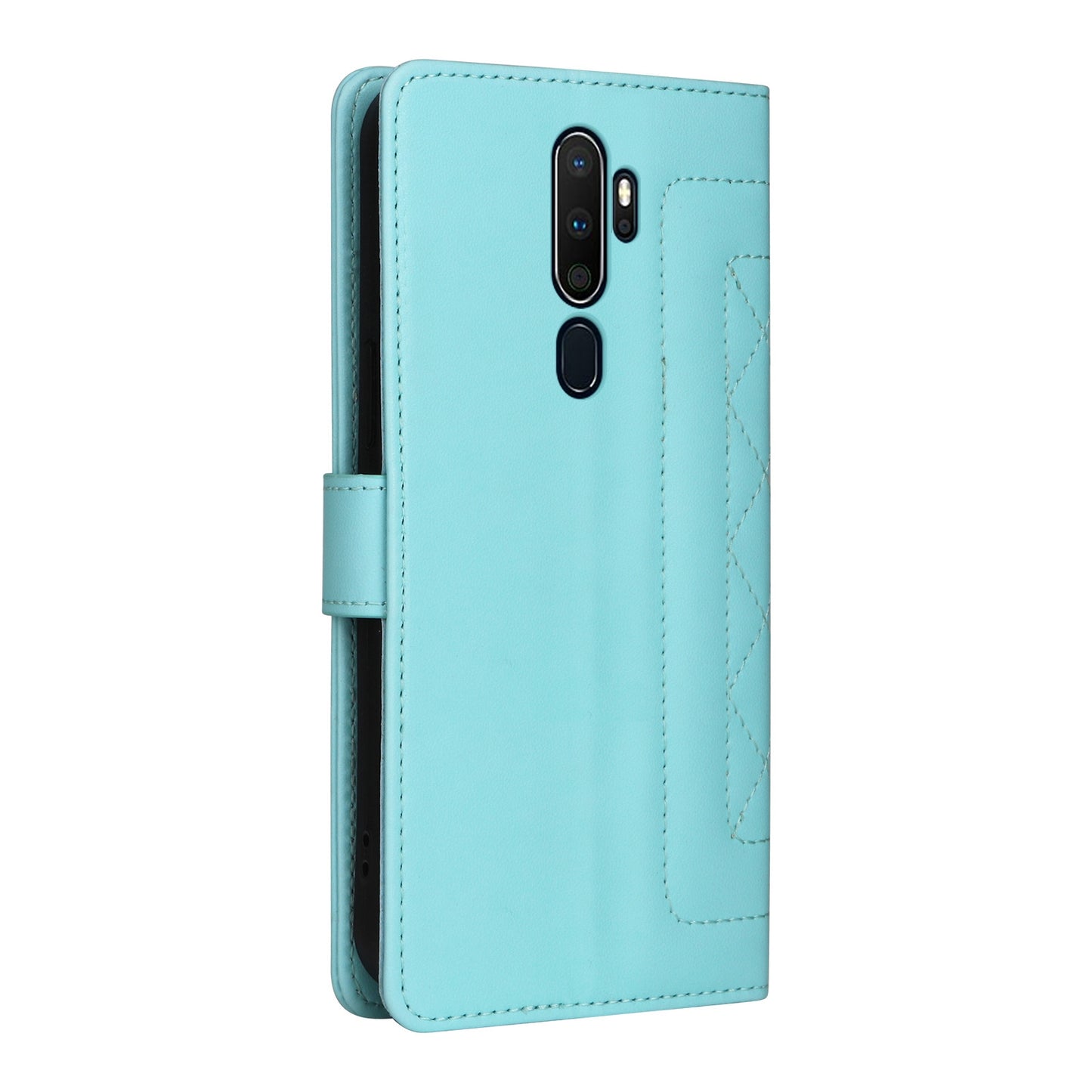OPPO A9 / A5 2020 Diamond Lattice Leather Flip Phone Case - Durable and Convenient Holder with Precision Cutouts