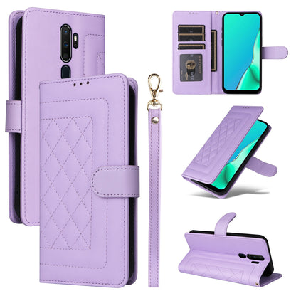 OPPO A9 / A5 2020 Diamond Lattice Leather Flip Phone Case - Durable and Convenient Holder with Precision Cutouts
