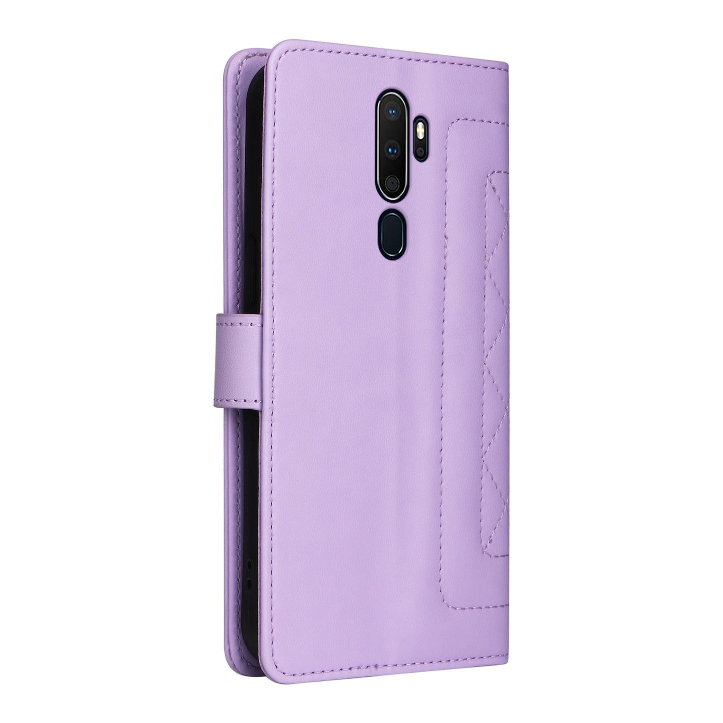 OPPO A9 / A5 2020 Diamond Lattice Leather Flip Phone Case - Durable and Convenient Holder with Precision Cutouts