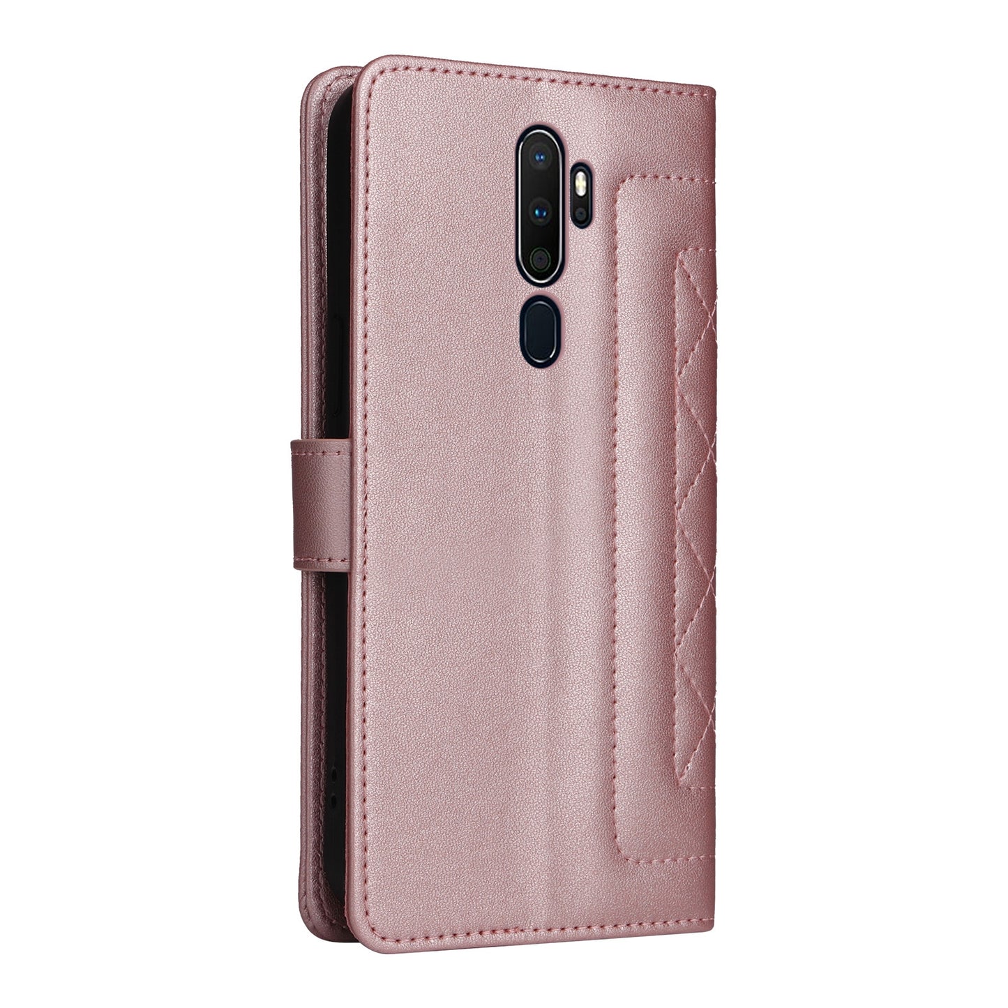 OPPO A9 / A5 2020 Diamond Lattice Leather Flip Phone Case - Durable and Convenient Holder with Precision Cutouts