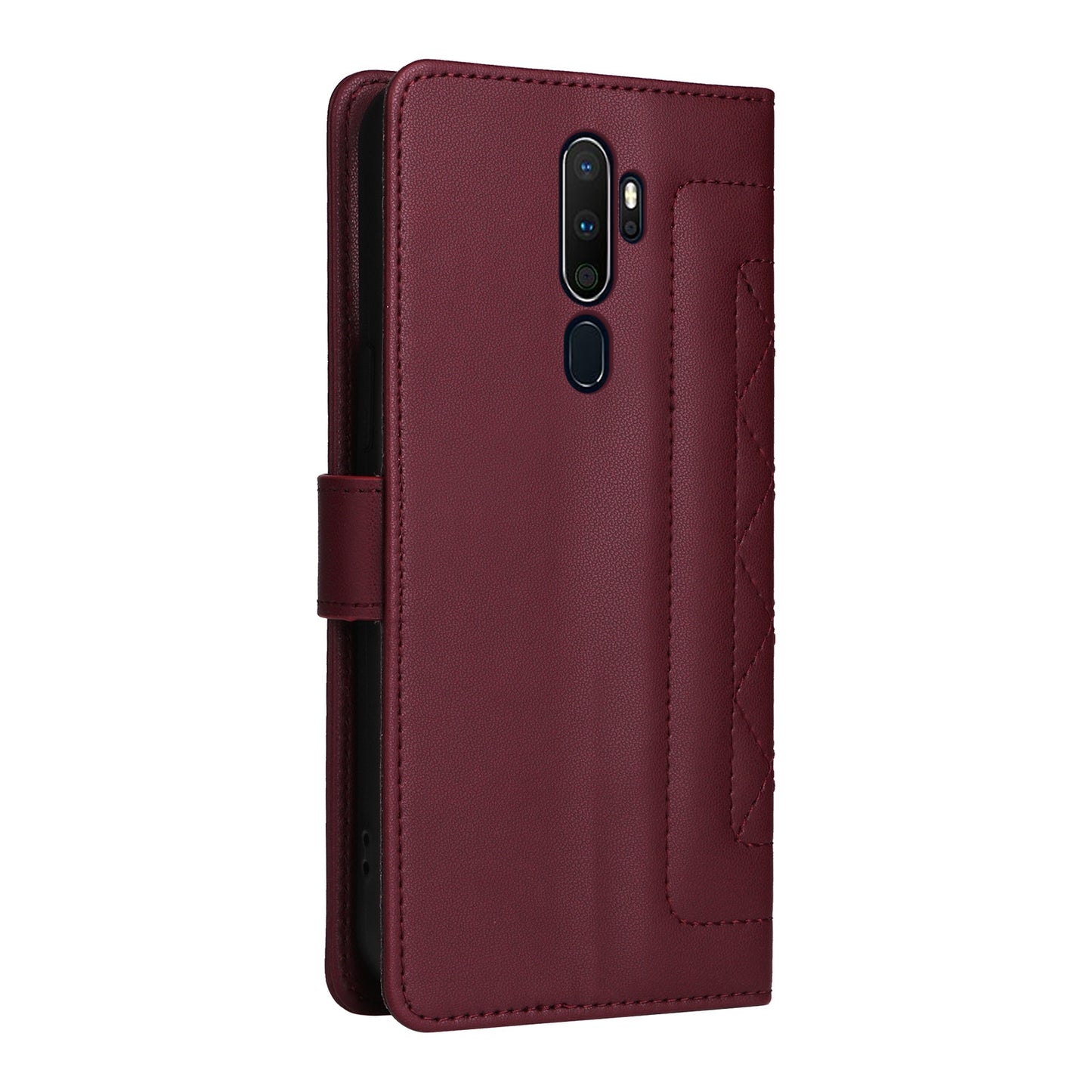 OPPO A9 / A5 2020 Diamond Lattice Leather Flip Phone Case - Durable and Convenient Holder with Precision Cutouts