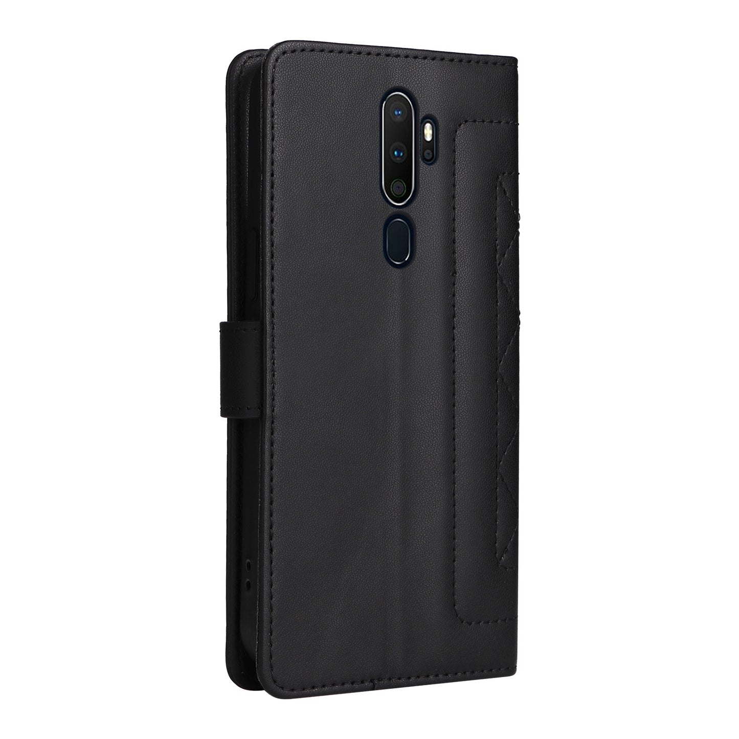 OPPO A9 / A5 2020 Diamond Lattice Leather Flip Phone Case - Durable and Convenient Holder with Precision Cutouts