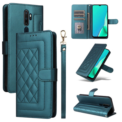 OPPO A9 / A5 2020 Diamond Lattice Leather Flip Phone Case - Durable and Convenient Holder with Precision Cutouts