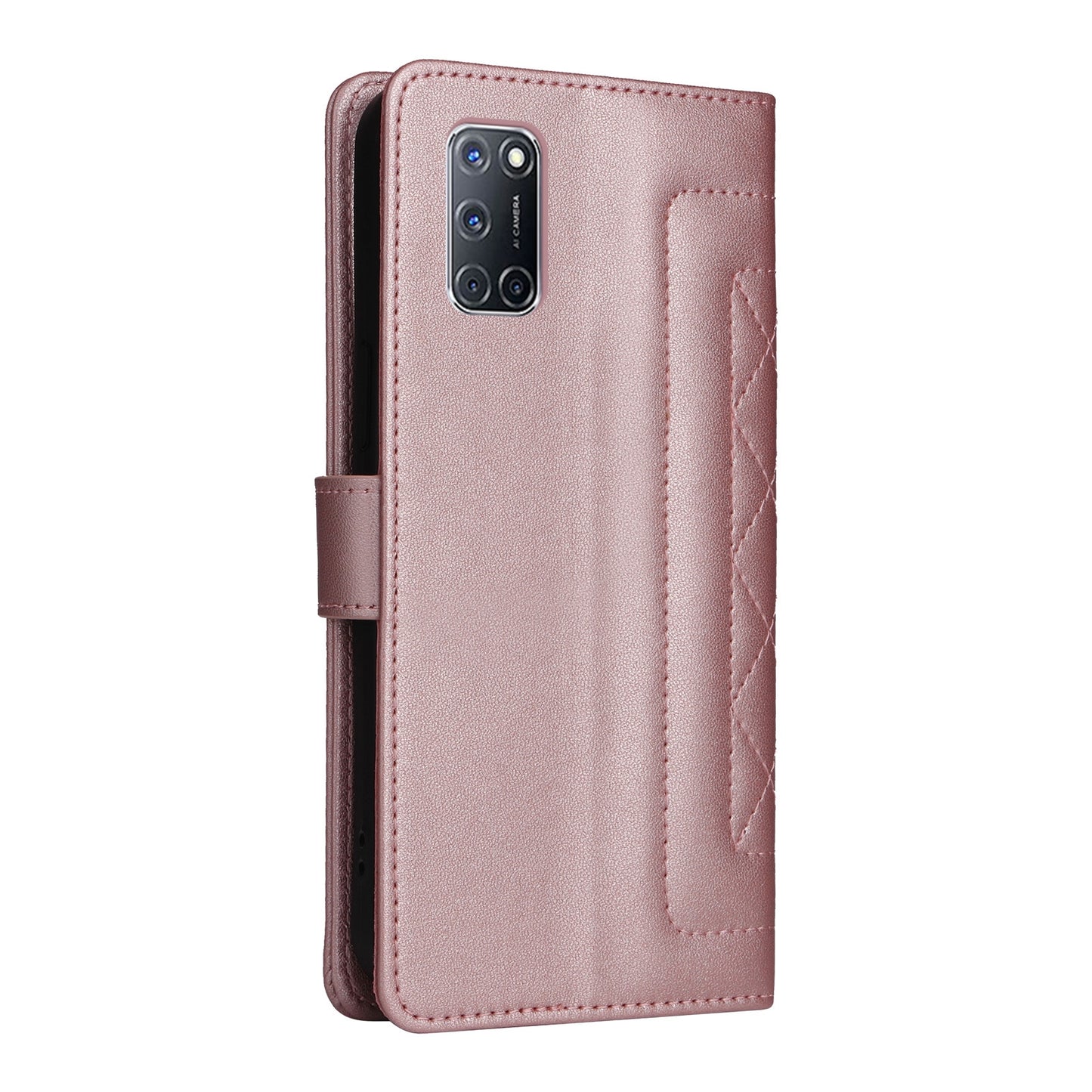 OPPO A52 / A72 / A92 Diamond Lattice Leather Flip Phone Case - Durable and Convenient Holder with Precision Cutouts