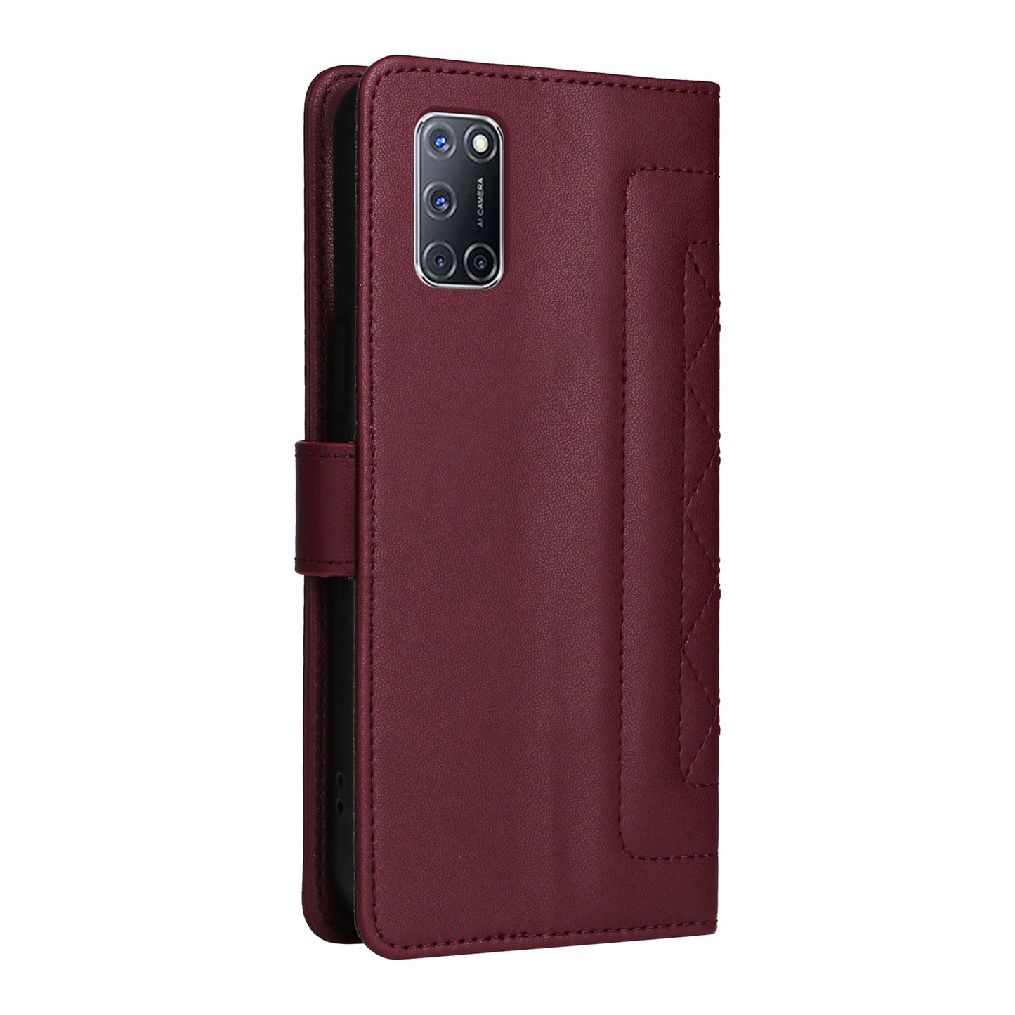 OPPO A52 / A72 / A92 Diamond Lattice Leather Flip Phone Case - Durable and Convenient Holder with Precision Cutouts