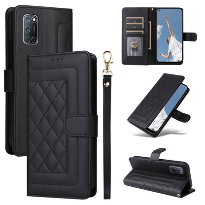 OPPO A52 / A72 / A92 Diamond Lattice Leather Flip Phone Case - Durable and Convenient Holder with Precision Cutouts