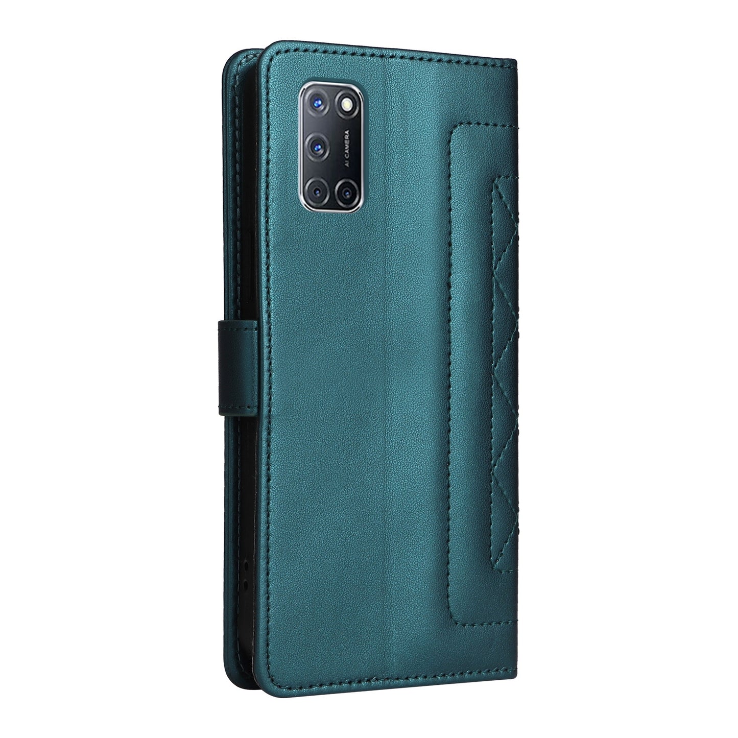 OPPO A52 / A72 / A92 Diamond Lattice Leather Flip Phone Case - Durable and Convenient Holder with Precision Cutouts