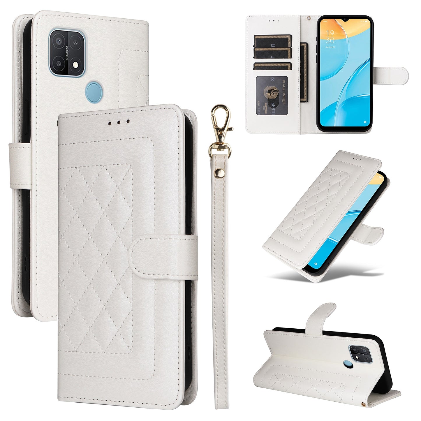 OPPO A53 / A53s Diamond Lattice Leather Flip Phone Case - Durable and Convenient Holder with Precision Cutouts