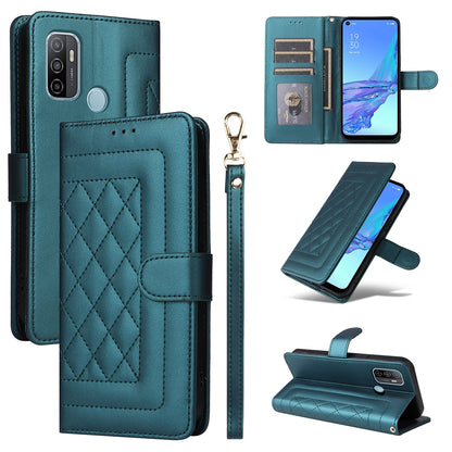 OPPO A53 / A53s Diamond Lattice Leather Flip Phone Case - Durable and Convenient Holder with Precision Cutouts
