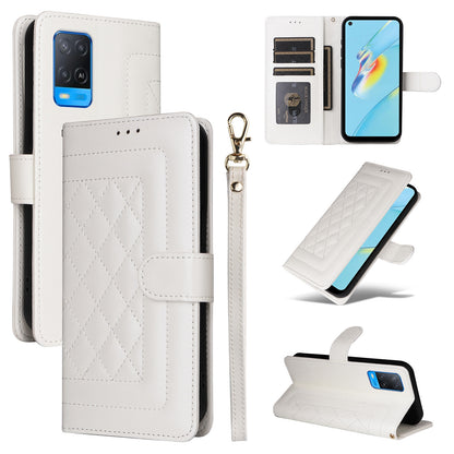 OPPO A54 4G / A16 Diamond Lattice Leather Flip Phone Case - Durable and Convenient Holder with Precision Cutouts