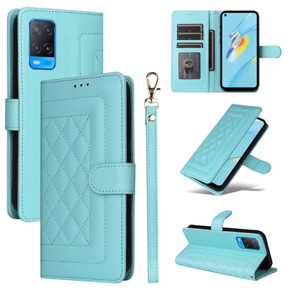 OPPO A54 4G / A16 Diamond Lattice Leather Flip Phone Case - Durable and Convenient Holder with Precision Cutouts