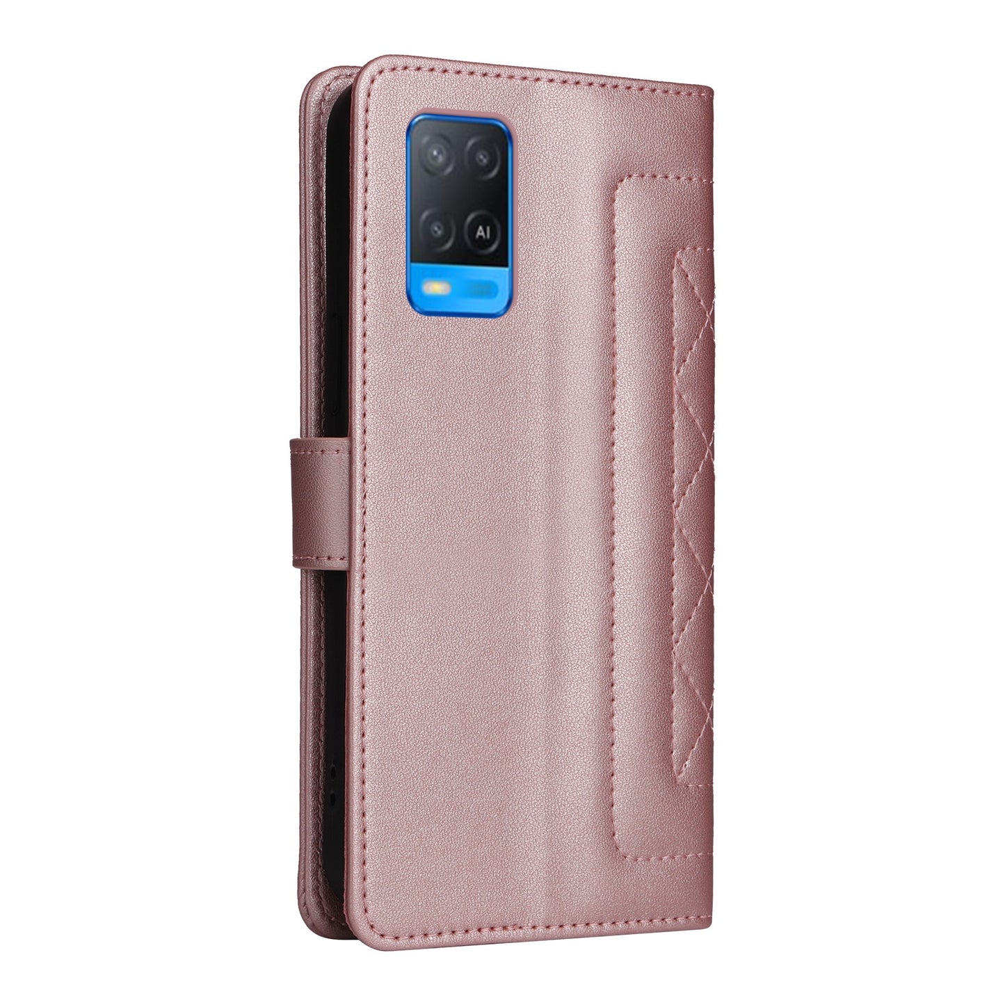 OPPO A54 4G / A16 Diamond Lattice Leather Flip Phone Case - Durable and Convenient Holder with Precision Cutouts