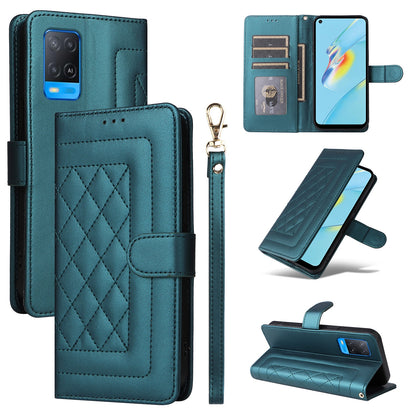 OPPO A54 4G / A16 Diamond Lattice Leather Flip Phone Case - Durable and Convenient Holder with Precision Cutouts