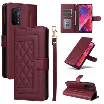 OPPO A54 5G / A74 5G Diamond Lattice Leather Flip Phone Case - Durable and Convenient Holder with Precision Cutouts