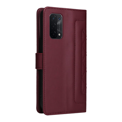 OPPO A54 5G / A74 5G Diamond Lattice Leather Flip Phone Case - Durable and Convenient Holder with Precision Cutouts