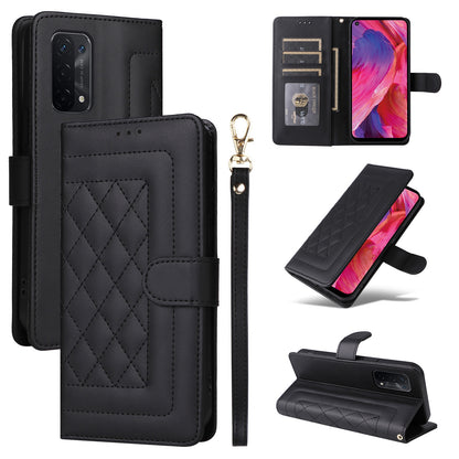 OPPO A54 5G / A74 5G Diamond Lattice Leather Flip Phone Case - Durable and Convenient Holder with Precision Cutouts