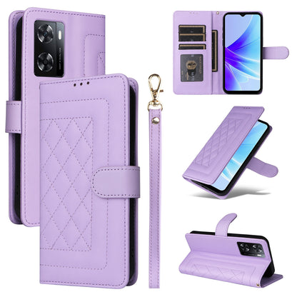 OPPO A57 / A57s Diamond Lattice Leather Flip Phone Case - Durable and Convenient Holder with Precision Cutouts